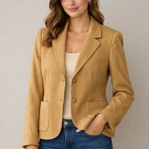 Pendleton Camel Women's Blazer  100% VIRGIN WOOD MADE IN USA 10 petite